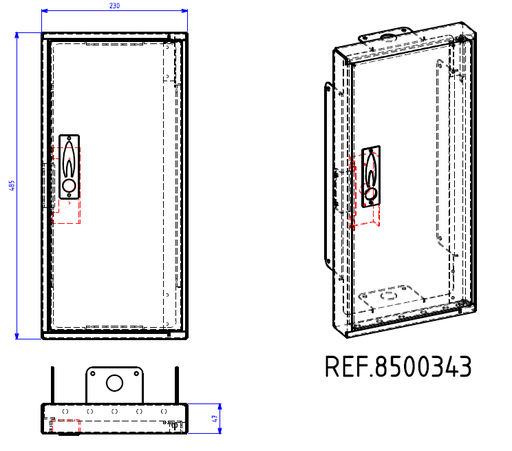 [8500343] PORTE ALUMINIUM DE REPARATION DE COFFRET S22 HAUT 8500343 §