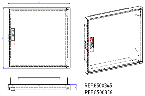 [8500345] PORTE ALUMINIUM DE REPARATION DE COFFRET S300 RECTANGLE 8500345 §